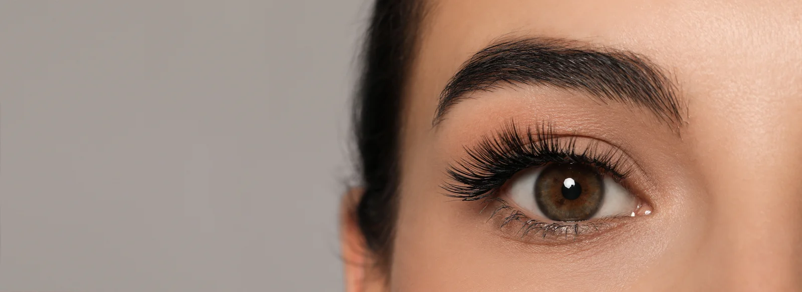 Close-up eye with premium lash extensions